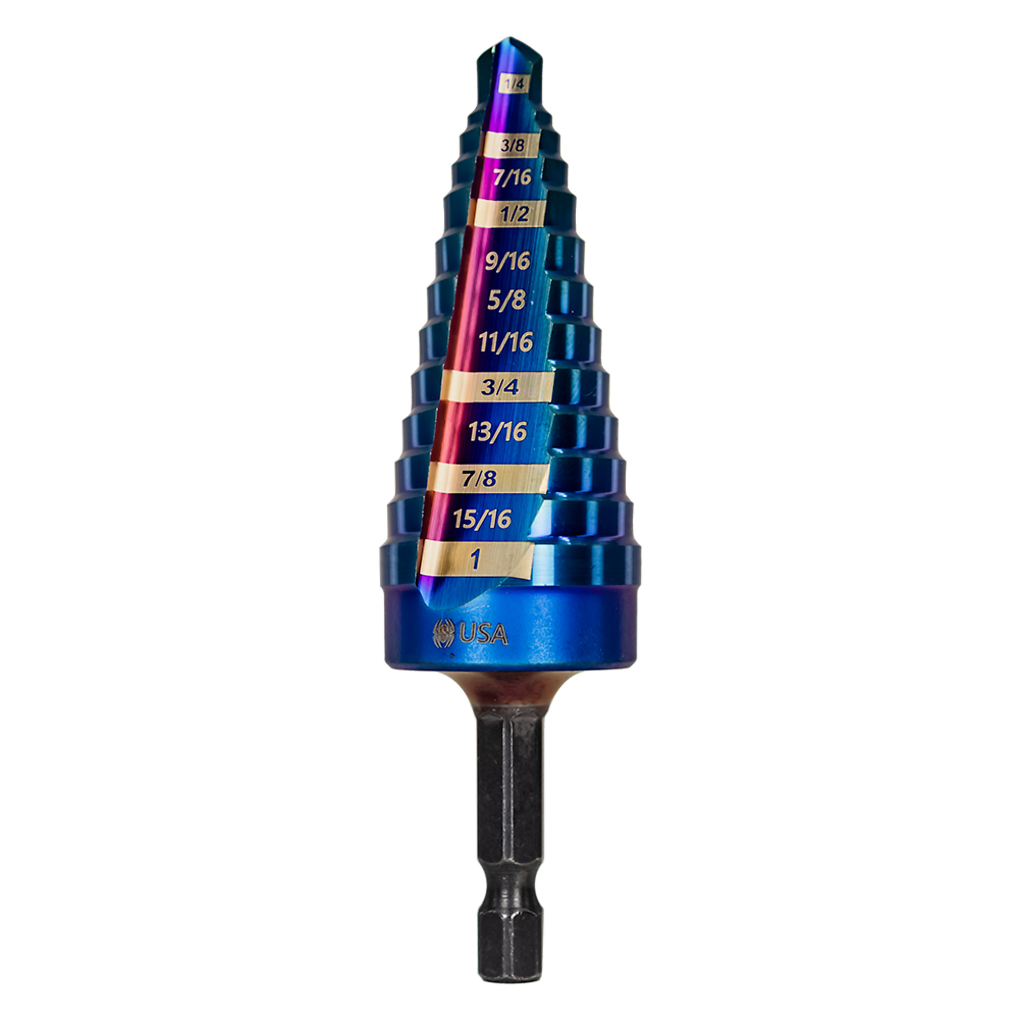 SPYDER Stinger™ Mach-Blue™, 1/4 to 1in. Hex Shank 12 Step Drill Bit, Included (qty.) 1 Model# 19071